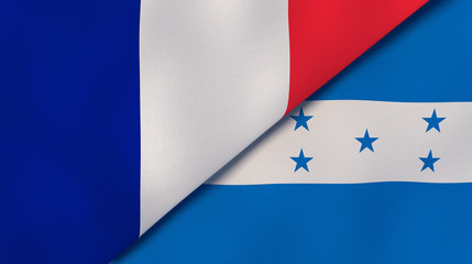 The flags of France and Honduras. News, reportage, business background. 3d illustration