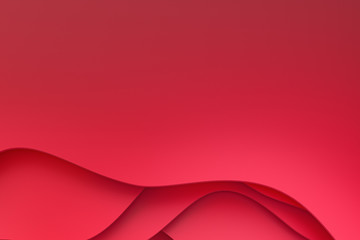 3D Rendering, Abstract red paper cut art background design for website template or presentation template,Red background,background for valentine day