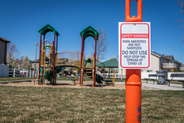 Sign at Playground Closed by Coronavirus