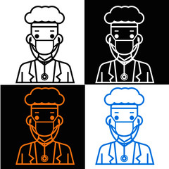 portrait doctor cartoon illustration 4 icon