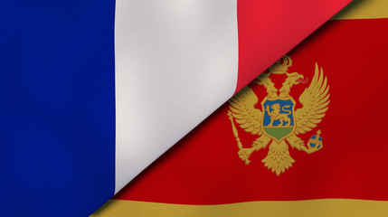 The flags of France and Montenegro. News, reportage, business background. 3d illustration