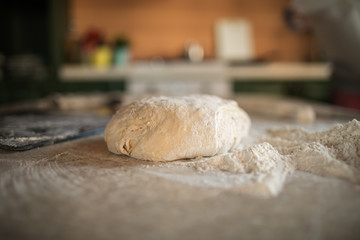 bread and flour on the table