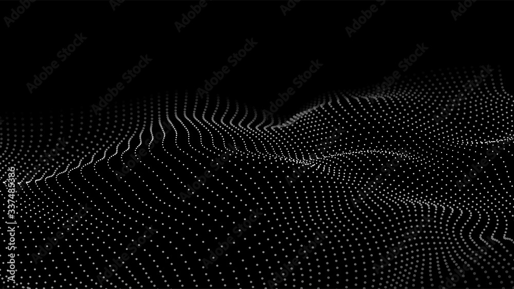 Fototapete Abstract digital wave of particles. Futuristic point wave. Technology background vector. Vector illustration