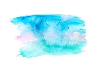 Watercolor stain smear of blue color.