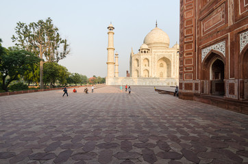 Tourists around the Taj Mahal, Agra, India