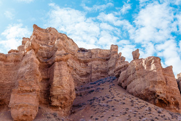 Charyn canyon is the famous place in Kazakhstan, similar to the Martian landscape