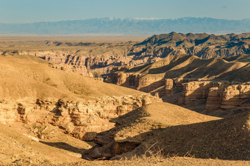 Charyn canyon is the famous place in Kazakhstan, similar to the Martian landscape