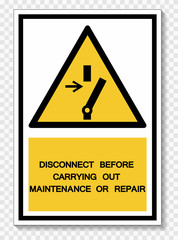 PPE Icon.Disconnect Before Carrying Out Maintenance Or Repair Symbol Sign Isolate On White Background,Vector Illustration EPS.10