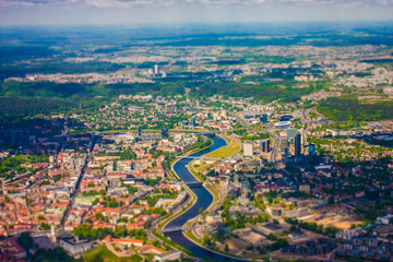 View of the city from an airplane