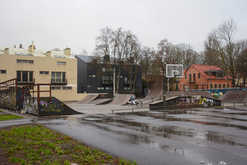pandemic - the public sports ground parkour is closed for quarantine