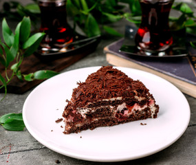 chocolate cake with cream cherries