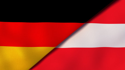 The flags of Germany and Austria. News, reportage, business background. 3d illustration