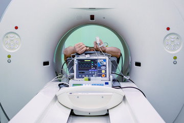 Magnetic resonance imaging scan with patient during the procedure.