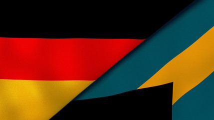 The flags of Germany and Bahamas. News, reportage, business background. 3d illustration