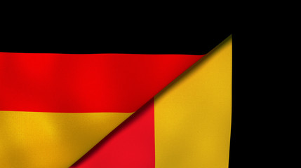 The flags of Germany and Belgium. News, reportage, business background. 3d illustration