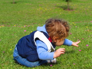 
baby playing park and fun