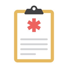 Obraz premium Clipboard with medical star sign. Clinical record, prescription, claim, medical check marks report, health insurance concepts. Premium quality. Modern flat design graphic elements.