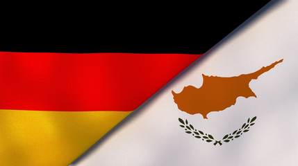 The flags of Germany and Cyprus. News, reportage, business background. 3d illustration