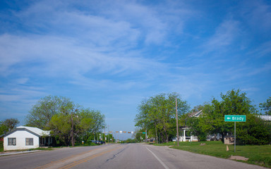 empty Brady TX, USA, city limits  during quarantine, April 19 2020