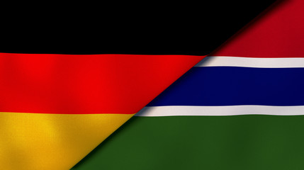 The flags of Germany and Gambia. News, reportage, business background. 3d illustration