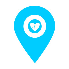 heartbeat location map pin icon. Element of map point for mobile concept and web apps. Icon for website design and development, app development. Premium hospital, clinic, pharmacy icon