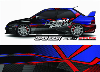 Fototapeta premium rally car livery design vector. abstract race style background for vehicle vinyl sticker wrap 