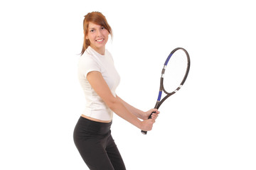 Young girl with a tennis racket