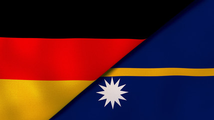 The flags of Germany and Nauru. News, reportage, business background. 3d illustration