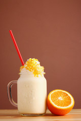orange smoothies yellow colorful fruit juice banana milkshake blend beverage healthy high protein the taste yummy