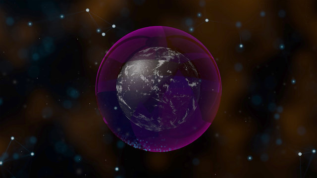 3d image of animated ozone layer protecting planet from harmful impact of outer space.