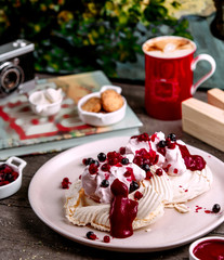 creamy dessert with mixed berries