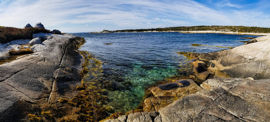 Fototapeta na wymiar Ocean View of Peggy's Cove in Halifax, Nova Scotia, Canada