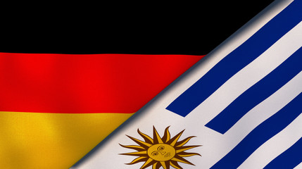 The flags of Germany and Uruguay. News, reportage, business background. 3d illustration