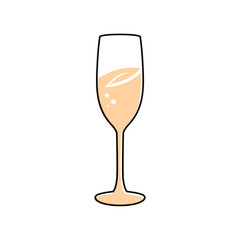 Abstract champagne glass symbol on white backdrop. Design element