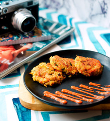 cutlet with vegetables and sauce