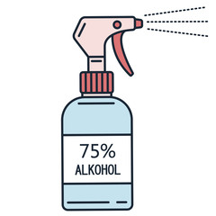 Anti-Bacterial Sanitizer Spray. Spray bottle icon. Alcohol spray. Household Chemicals. Infection control concept, Coronavirus, 2019-nCoV, flu, virus. Flat vector