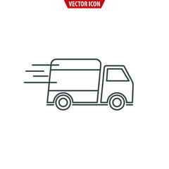 Fast shipping cargo truck line icon. Isolated vector illustration for apps and websites.