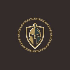 spartan helmet icon for security logo sign symbol sticker design vector on circle shape