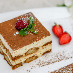 cake with chocolate raspberries and strawberries