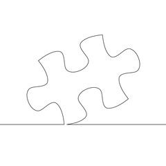 One continuous single drawn line art doodle puzzle piece