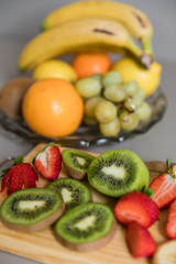 Pieces of fruit to make a fruit salad