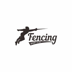 fencing silhouette vector icon logo design