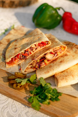 quesadilla with greens and jalapenos