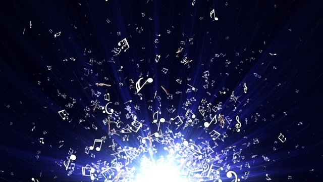 Flying Music Notes Animation, Rendering, Background, Loop, 4k
