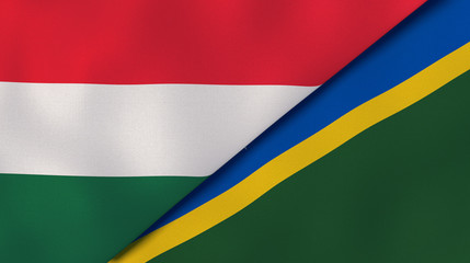 The flags of Hungary and Solomon Islands. News, reportage, business background. 3d illustration
