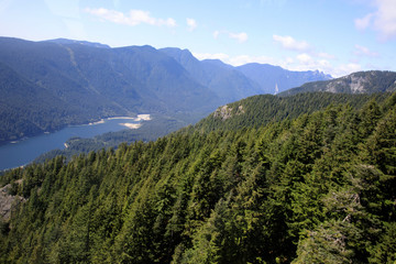 Fototapeta na wymiar Vancouver, America - August 18, 2019: Landscape view from Grouse Mountain, Vancouver, America