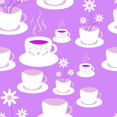 Cup Of Tea Vector Fashion Seamless