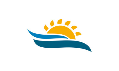 the summer beach logo vector