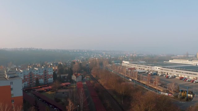 Wonderful drone View Of Unique Buildings and Green Trees In  Natural Park Sarka Lysolaje, Czechia - Aerial Shot