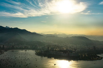 Fototapeta premium View of Guanabara Bay at sunset, Rio de Janeiro, Brazil.